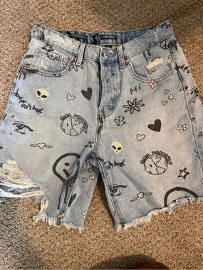 wild fable Light Blue Denim Graphic Jean Shorts